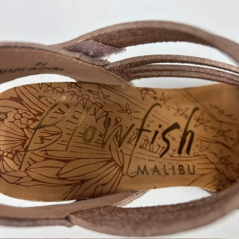 Blowfish Malibu Womens Tan Multi Strap Cork Wedge Sandals Ankle Strap Size 6.5